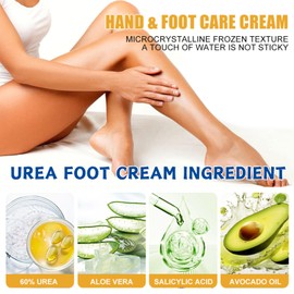 60% Urea Cream For Cracked Heels - Urea Foot Cream - Foot Cream for Cracked Heels and Dry Skin - Cracked Heel Repair Cream - Skin Care Hands & Feet - Intense Moisturiser with Jojoba Oil & Aloe Vera