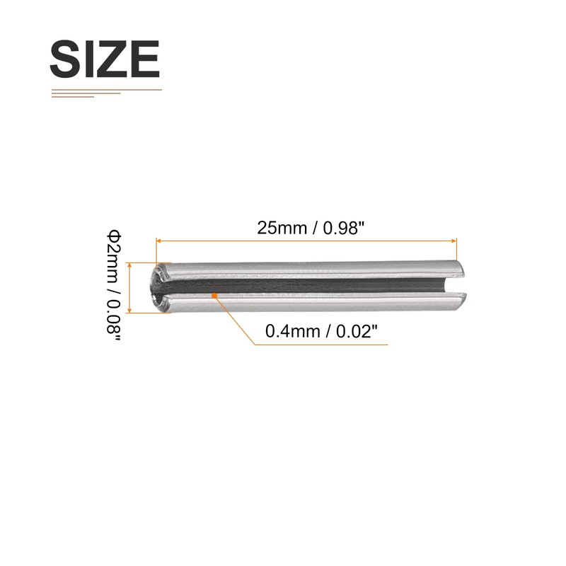 DTGN 2mm x 25mm(DxL) Slotted Spring Pins for Household Machine