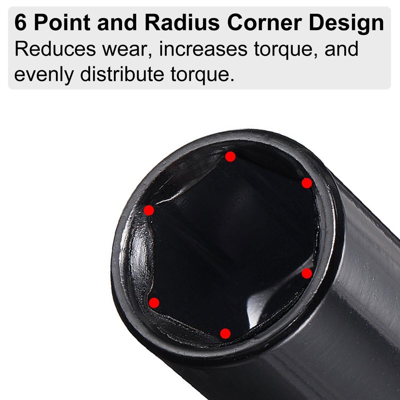 sourcing map 1/2" Drive 13mm 6-Point Deep Sockets 3" Length