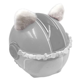 Smart Bear Ears for Helmet Plush Ears Adhesive Velcro Ski Helmet Accessory Cute Triangle Ears for Motorcycle Helmet Decor White