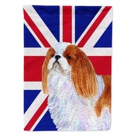 Caroline's Treasures SS4949GF English Toy Spaniel with English Union Jack British Flag Garden Flag Mailbox Flag Decorative Yard Flag Banner Outside Patio Artwork Yard Flower Beds, Garden Size, Multic