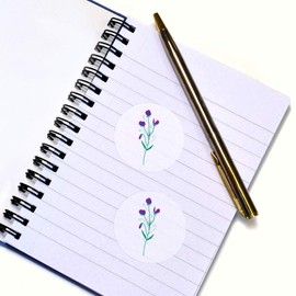 24 x 40mm Round 'Purple Sweet peas for Summer Joy' Stickers (SK00057171)