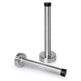 2 Pack Door Stopper, 6 inch Door Stop, Extra Long Doorstops Wall Protector Rubber Door Stop Wall Mount Door Mount for Preventing Door Slamming Stainless Steel Heavy Duty Door Stop, Silver