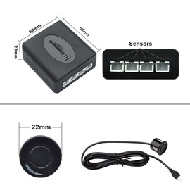 Eunavi Car Reverse Backup Radar System Reverse Parking Sensor Car Vehicle Backup Auto Radar Detectors System LED Display&High-Volume Warning Buzzer&4 Black Parking Sensors Reversing kit [Black]