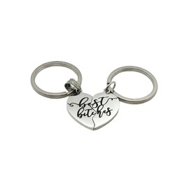 Split Hearts 'BEST B*TCHES' Matching Keychains Set for 2 (Stainless Steel) Miss Fit Boutique