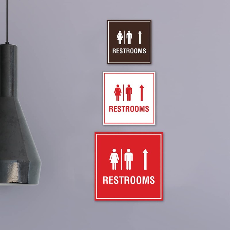Square Restrooms Up Arrow Sign (Lt Gray) - Medium 1