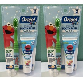 Orajel 2x Orajel Kids Elmo Training Toothpast For Toddlers Banana Apple 1oz &Toothbrush