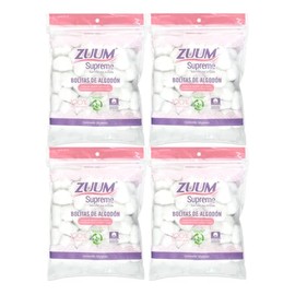 ZUUM SUPREME Bolitas de algodón Jumbo | Desmaquillante | Torunda de Algodón 100% fibra de algodón absorbente | Piel limpia y saludable | Uso médico y el hogar | 50 pzas (pack de 4)