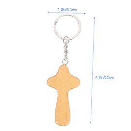 Healeved 6Pcs Wooden Cross Keychain Creative Decorative Key Ring for Bag Luggage Chic Natural Style Key Chain Holders Unique All Occasions