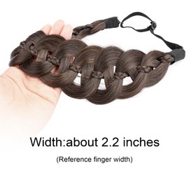 DIGUAN Hollow out wide braid with thin braid Synthetic Hair Braided Headband Hairpiece for Women (Copper Brown, Wide)