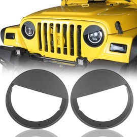 Black Angry Bird Headlight Covers Bezels for 1997-2006 Jeep Wrangler TJ & Unlimited -Pair