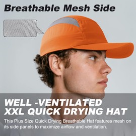 CHUANGLI Oversize XXL Quick Dry Trucker Hat, Large Baseball Cap for Men Women Breathable Mesh Hat for Running, Golf, Workout Orange