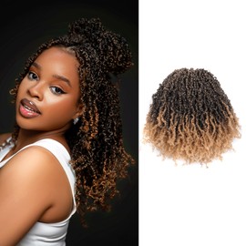 Toyotress Yanky Twist Crochet Hair - 8 Inch 8 Packs (30 Strands/Pcs) Fluffy Spring Mini Twist Short Bob Passion Twist, Ombre Blonde Pre-Looped Crochet Braids Braiding Hair (8 Inch, T27-8P)