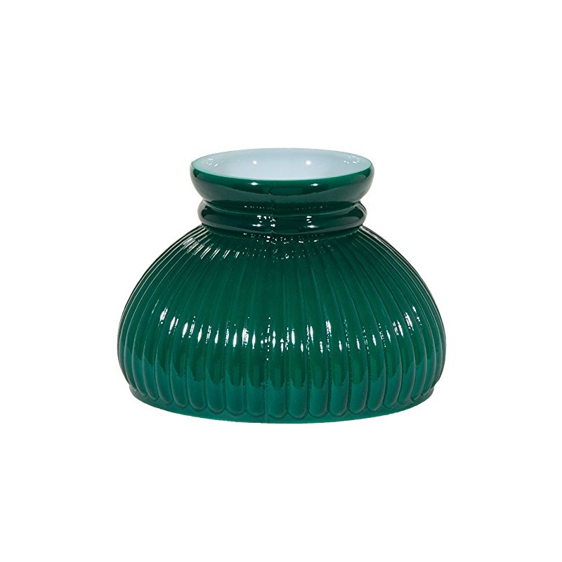B&P Lamp® 6" Dark Green Cased Glass Ribbed Student Lamp