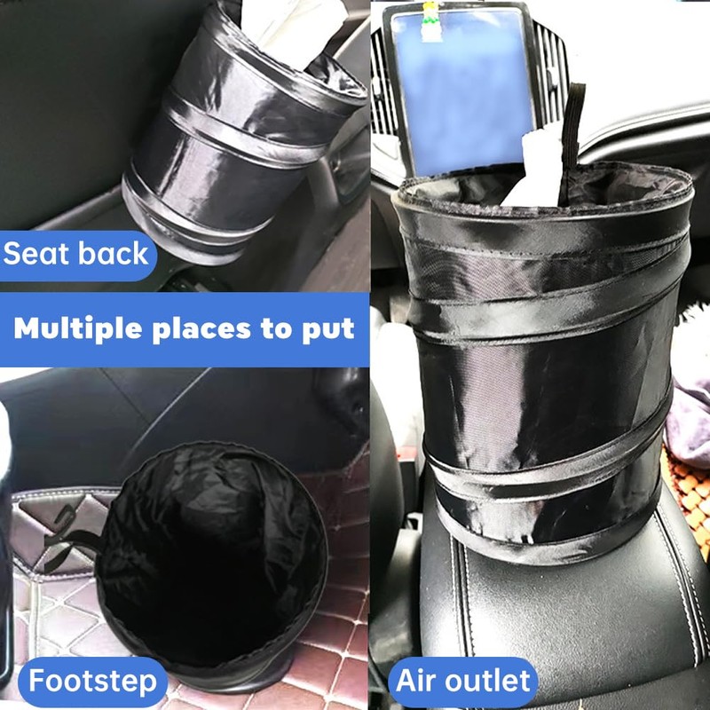 2 Pack Car Trash Bins, Mini Collapsible Car Garbage Can