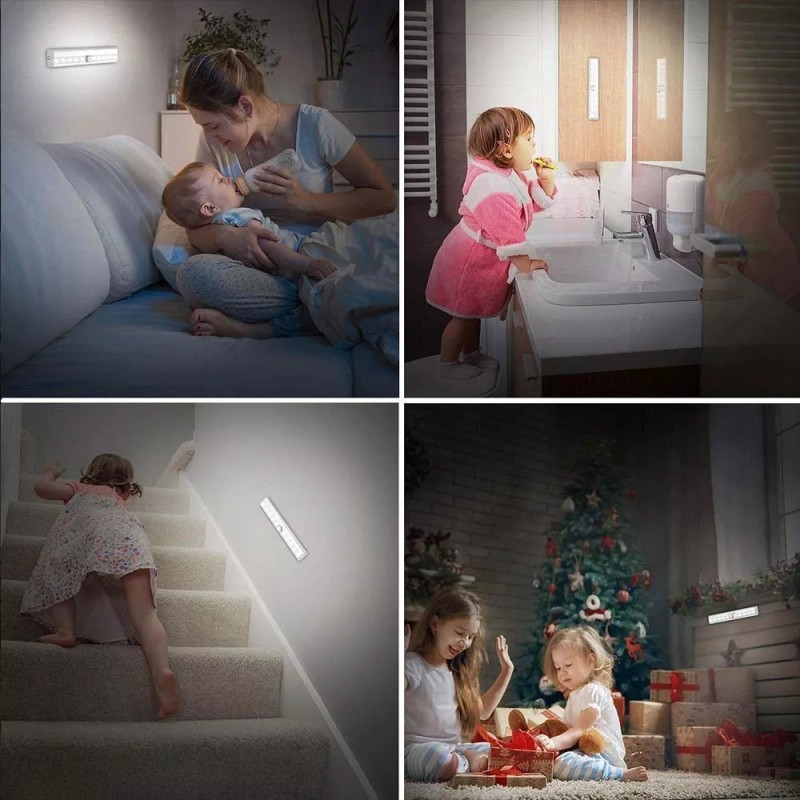 Maíz Lampara Sensor De Movimiento Recargable Usb 10 Focos Led