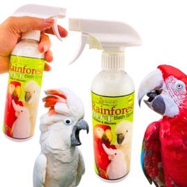 King's Cages Rainforest Mist White Spray 17 oz. Feather Conditioning Bath Mist with Vanilla Scent for Cockatoos and Macaws Parrots