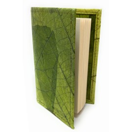 NELUHA Notebook A5 Blank Refillable Teak Leaves Vegan Sustainable Leather Alternative Diary Book Journal Book Cover Travel (Green)