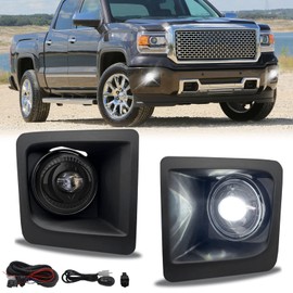 LED Fog Lights fit for 2014-2015 GMC Sierra 1500,Front Bumper Fog Lamps W/Switch & Wiring Harness(Clear Lens)