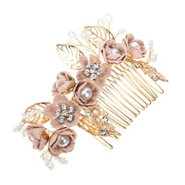 Beavorty Floral Hair Side Comb for Brides Delicate Wedding Hair Accessory Material Stable Teeth for Prom Birthdays and Special Occasions