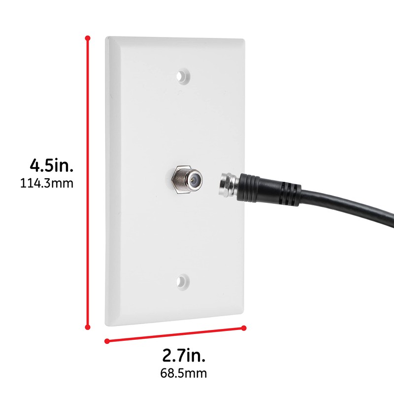 GE Coax Plate, 1-Port, One Wall Mounted F-Type Connection for