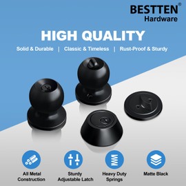 BESTTEN Keyed Alike Exterior Door Knob with Key Lock and Deadbolt, All Keyed Same, Matte Black Entry Door Knobs with Lock and Keys for Entrance and Front Door