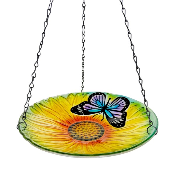 NASSNAT Hanging Bird Baths Outdoor Glass Birdbaths Garden Bird Feeder