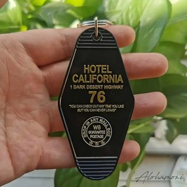 [ALOHAMONI] USA DESIGN Reproduction Vintage Motel Key Chain Key Chain American Miscellaneous Goods Hotel Antique Retro Cafe USA California West Coast Hawaii, Hotel California (Black)