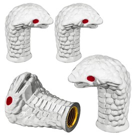 QILISEN Car Tire Valve Cap Silver Cobra 4 Pack, Wheel Tire Air Valve Cap with Rubber Ring, DustProof, Universal Tire Stem Valve Cap for Cars, SUVs, Bike, Trucks, Motorcycles