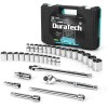DURATECH 1/2" Drive Socket Set 33-piece Metric/SAE Sockets /2-Inch Ratchet