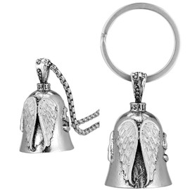 2 Pcs Motorcycle Guardian Bell Set, Angel Guardian Riding Bells with Chain, Metal Alloy Luck Bells Portable Biker Bells for Outdoor American Retro Motorcycle Accessories for Man Husbands Angel