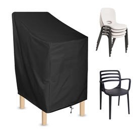 Stackable Garden Chair Cover, 72 x 72 x 120 cm Cover for Garden Chairs, Stackable Chair Cover, Garden Chair Cover Made of Oxford Fabric, Suitable for Stackable Balcony Chairs, Black