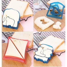 Kids Sandwich Cutter, 4 Sandwich Cutter, Bread Cutter and Kids Sandwich Cutter Icons Dog Cart Quadrilateral Cute Shape,Easy Cutter for School Lunches and Home Baking