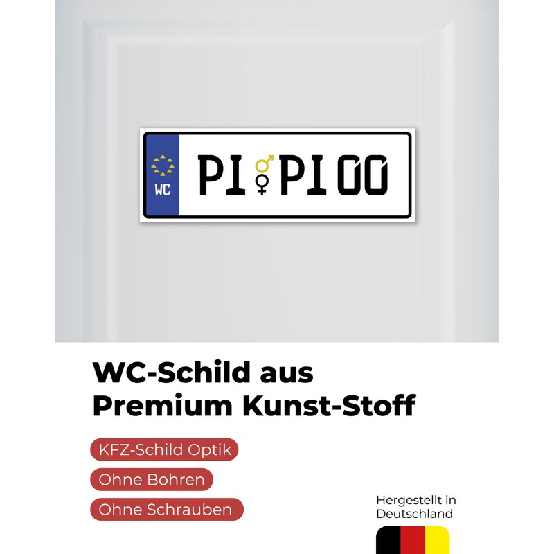 Toilet Sign "PiPi" Unisex Number Plate