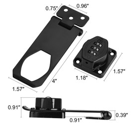 Cozy Tower 4 inch 180 Degrees Hasp Combination Lock for Cabinet, Combo Latch Lock for Cupboard, Drawer, Closet Door, Garage Fence Shed Door (Black, 1 Pack)