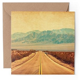1 x Greeting Card - Retro Style Route 66 Desert California - Blank Birthday Celebration Anniversary #53372