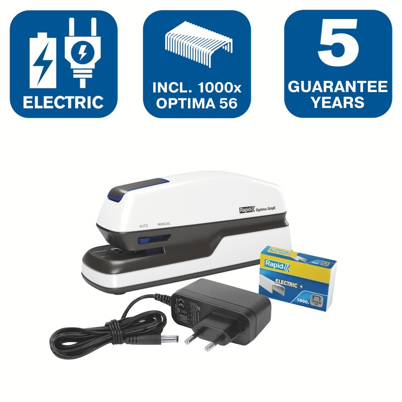 Rexel Optima Grip Half Strip Electric Stapler 26 mm Throat