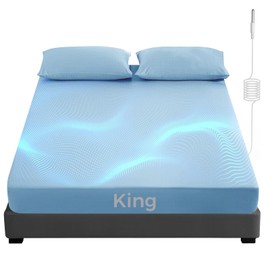 Grounding Fitted Sheets, Earthing Sheets, 95% Organic Cotton+ 5% Pure Silver Fiber, Grounded Sheets with Grounding Cord, Conductive Earthing Bed Sheet Grounding Cover for Better Sleep (Blue, King)