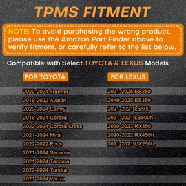 Cheriezing Pre-Programmed Tire Pressure Monitoring Sensor Compatible with Select Toyota Lexus Models 4runner Avalon Camry Corolla Mirai Sequoia Tundra Venza ES250 ES350 RX350 RX450h 315MHz 4 PCS