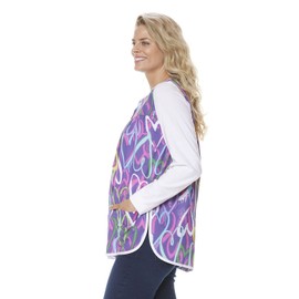 AmeriMark Easy-Care Snap Front Cobbler Aprons Vest with Two Patch Pockets Pink Hearts Large