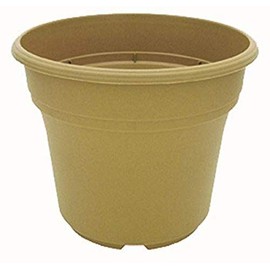 The HC Companies 6 Inch Panterra Round Planter - Decorative Plastic Plant Pot with Drainage for Outdoor Plants, Sandstone