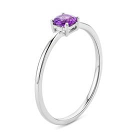 MIORE Solitaire Women's Ring | Genuine 9 Carat (375) White Gold | with Amethyst of 0.23 Carat | Skin-friendly Women's Jewellery Gold | Jeweller Jewellery, Gold, Amethyst