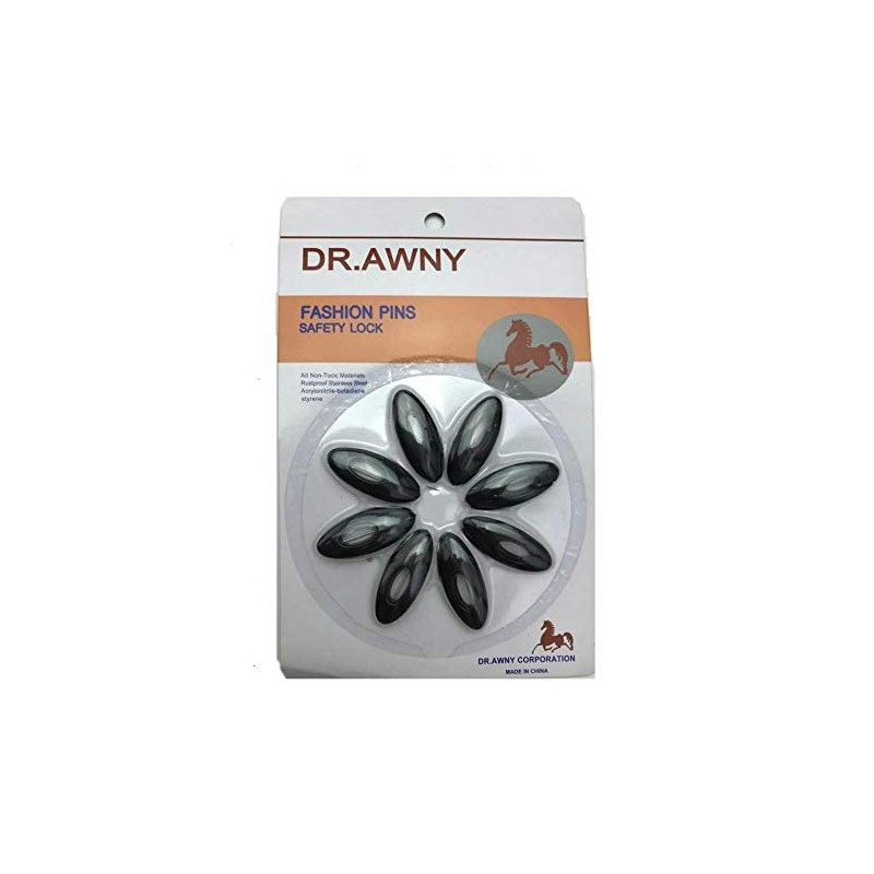 8pc SNAG FREE BLACK SAFETY PINS HIJAB SCARF TAILOR PIN