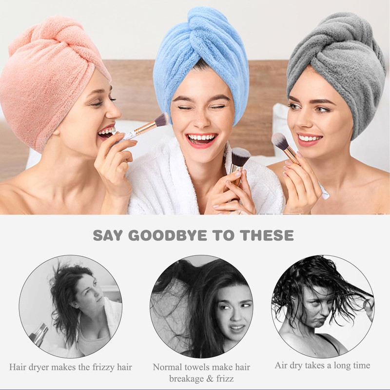 OWLMATE Pack of 4 Microfibre Hair Towels, Microfibre Towels, Hair