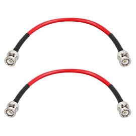 BNC Cable - 1FT 2PCS RG58 50 ohm BNC Male to Male Coax Cables low loss BNC Extension Coaxial Cable with BNC Adapter Connector for Antennas, RF Radios, Modems, Oscilloscopes, Spectrum, etc (Red).