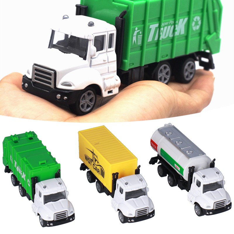 3pcs 1:50 Garbage Truck Models Set Plastic Alloy Sanitation Tanker