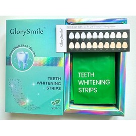 Teeth Whitening Strips by GlorySmile, Mint Flavour, Easy to Use Non-Slip 14 Treatments, 28 Pieces, Safe for Enamel, PAP, Non-Peroxide, Not Triggering Sensitivity, Engineered Design to Fit Teeth Better