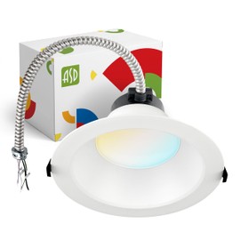 ASD Commercial LED Downlight 8 Inch, Round Power Adjustable Downlights 16/22/26/30/35W, Canless LED Recessed Lighting 120-277V, 5 CCT 2700K-5000K, Dimmable Ceiling Light Fixture, IC Rated, White, ETL