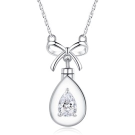 Nisgoin Cremation Jewelry for Ashes: 925 Sterling Silver Urn Necklaces for Ashes Teardrop Cremation Pendant Necklace for Ashes for Women Memorial Keepsake Jewelry Gifts