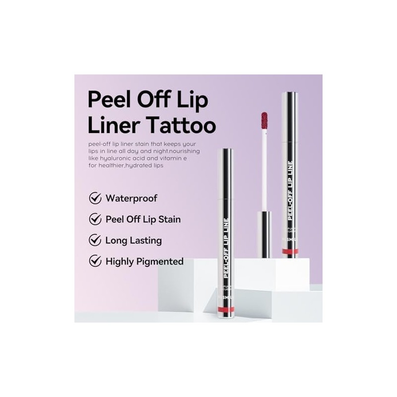 Set De 4 Delineadores De Labios Despegables, Brillo Labial Rosa